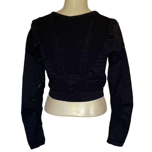 Fabletics Jaymee Cropped Mesh Cutout Long Sleeve Train Yoga Fitted Athletic Top - Picture 6 of 16